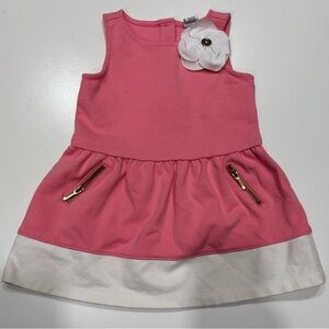 Pink and White Janie and Jack Dress with Flower Accent